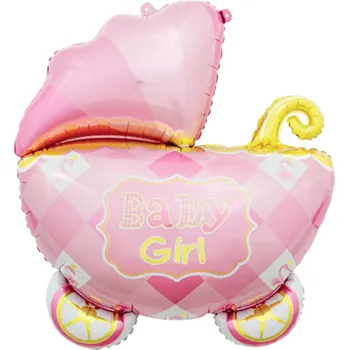 Balónek Dekorativní FÓLIOVÝ BALÓNEK na Baby Shower, narozeniny - RŮŽOVÝ KOČÁREK, velikost 60 cm