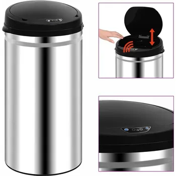 Odpadkový koš Odpadkový koš kovový VidaXL 50 l stříbrný