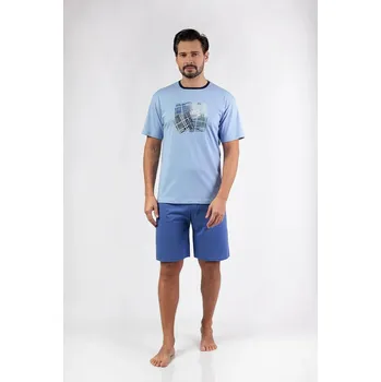 Regina Pánské Pyžamo Krátké - Bavlna, tyrkysová XL i384_13986007
