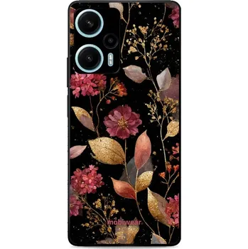 Pouzdro na mobilní telefon Lesklý kryt Mobiwear Glossy - Xiaomi POCO F5 - G171G Zlatavé lístky a květy (Prémiové lesklé pouzdro, obal, kryt Mobiwear Glossy na mobil Xiaomi POCO F5 - G171G Zlatavé lístky a květy, materiál Plast + TPU silikon - krytí po všech stranách, neošoupatelný)