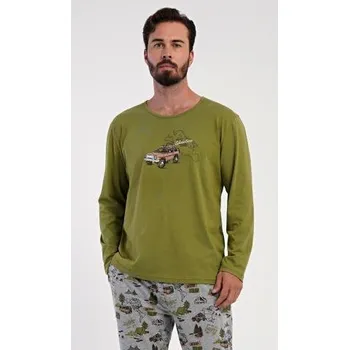 Pánské pyžamo Pánské pyžamo dlouhé Vienetta Secret Adventure khaki XL