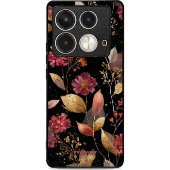 Pouzdro na mobilní telefon Lesklý kryt Mobiwear Glossy - Infinix Note 40 - G171G Zlatavé lístky a květy (Prémiové lesklé pouzdro, obal, kryt Mobiwear Glossy na mobil Infinix Note 40 - G171G Zlatavé lístky a květy, materiál Plast + TPU silikon - krytí po všech stranách, neošoupateln