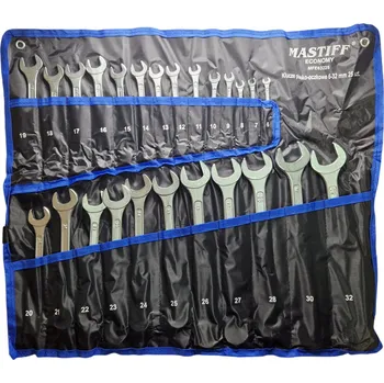 Klíč Sada očkoplochých klíčů 6-32 mm, 25 ks, očkové klíče, pouzdro Mastiff