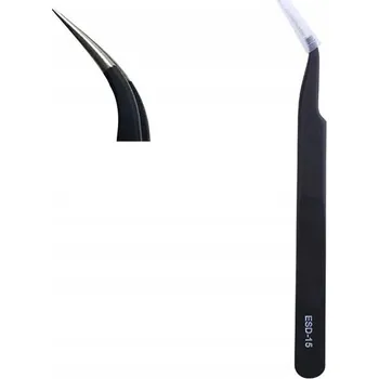 Péče o řasy a obočí Zahnutá pinzeta na prodlužování řas La Diosa ESD-15 černá