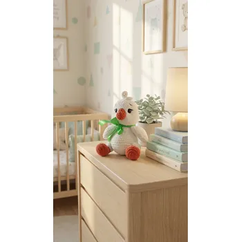 Dekorace do dětského pokoje Jitka Bromová Háčkovaná kačenka Perlinka bílá dekorace