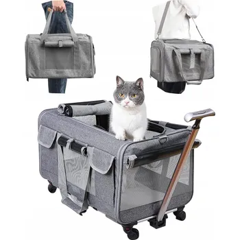 přepravka pro zvíře PŘEPRAVKA na kolečkách pro kočky psy | skládací KUFR s ramenním popruhem | I217