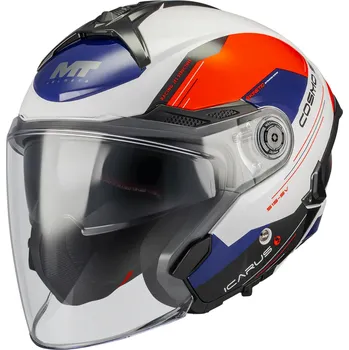 Helma na motorku MT Helmets Otevřená helma na motorku MT Cosmo SV Icarus A5 modro-bílo-červená M