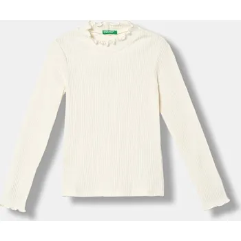 Dětské tričko s dlouhým rukávem United Colors of Benetton béžová barva, s pologolfem, 381PC10RC 381PC10RC.G.Seasonal 02X, vel. 168