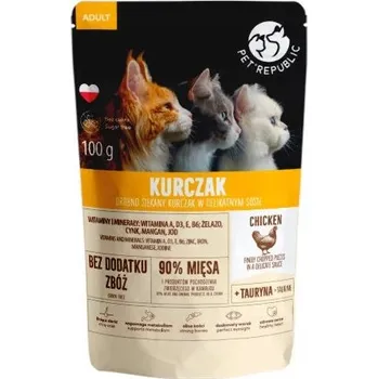 Krmivo pro kočku Krmivo pro kočky Pet Republic 100g kuřecí kousky v jemném sáčku s omáčkou