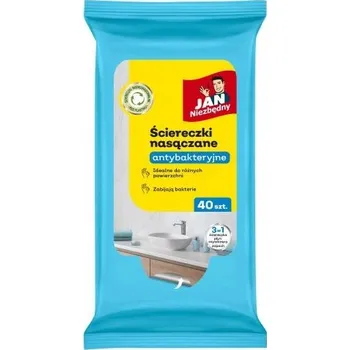 Utěrka Vlhčené ubrousky viskóza Jan Niezbędny v balení 40 ks bílé
