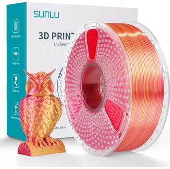 3D tisk Sunlu PLA+ Silk Dual Červená Zlatá (Red Gold)
