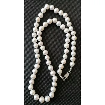 Náhrdelník Říční perly bílé, dlouhé 70 cm, vel. 9x7 mm