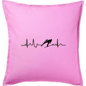 Polštář EKG skoky na lyžích - Polštář 50x50 - 50x50 - Pouze potah ( Růžová )