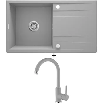 Granitový dřez Granitový dřez SET Deante ERIDAN ZQE S113 světle šedá + Aquastone AQ 5561 šedá
