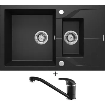 Granitový dřez Granitový dřez SET Deante ANDANTE ZQN G513 černá metalická + Aquastone AQ 2561 černá metalická