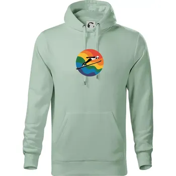 Pánská mikina Skokan na lyžích v kruhu - Mikina pánská Cape s kapucí - 5XL ( Sage )