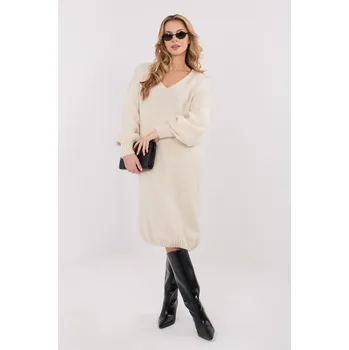 Dámské šaty FPrice Pletené šaty Hadley světle béžové Velikost: UNI