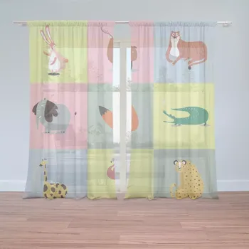 Záclona Sablio Záclony Zvířátka ze Zoo: 2ks 150x250cm