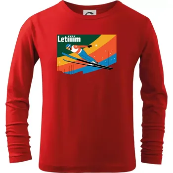 Letííím Skokan na lyžích - Triko dětské Long Sleeve - 158 cm/12 let ( Červená )