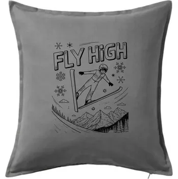 Polštář Černobílý skokan fly high - Polštář 50x50 - 50x50 - Pouze potah ( Tmavě šedý melír )