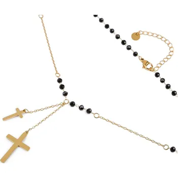 Náhrdelník Náhrdelník z nerezové oceli křížek s broušenými korálky