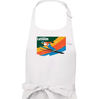 Kuchyňská zástěra Letííím Skokan na lyžích - Dámská zástěra na vaření - Univerzální velikost ( Bílá )