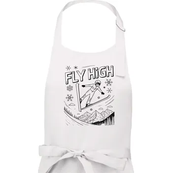Kuchyňská zástěra Černobílý skokan fly high - Dámská zástěra na vaření - Univerzální velikost ( Bílá )