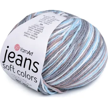 Příze Pletací příze Jeans Soft Color 50 g, střední, 9 (6210) šedá