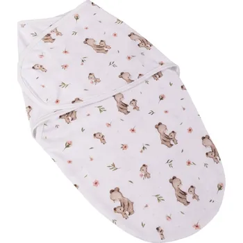 Zavinovačka Baby Nellys Bavlněný zavinovací vak, zavinovačka Premium Mommy Bear, bílá/hnědá