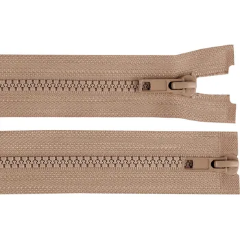 Zip Zip kostěný No 5 dělitelný 2 jezdce / dvoucestný 80 cm bundový, malé, 294 béžová