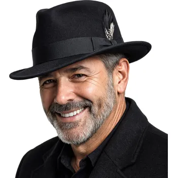 Klobouk Bailey Tino – černý vlněný klobouk trilby Velikost: 61 cm (XL)