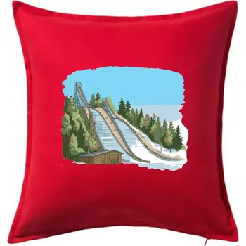 Polštář Obrázek skokanských můstků - Polštář 50x50 - 50x50 - Pouze potah ( Červená )