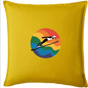 Polštář Skokan na lyžích v kruhu - Polštář 50x50 - 50x50 - Pouze potah ( Žlutá )