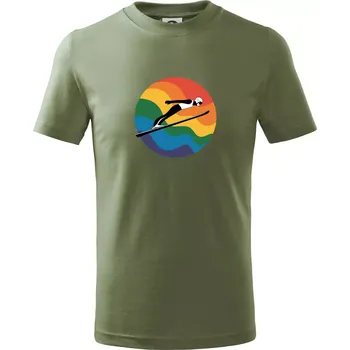 Letím Skokan na lyžiach - Tričko dětské bavlněné - 146 cm/10 let ( Khaki )