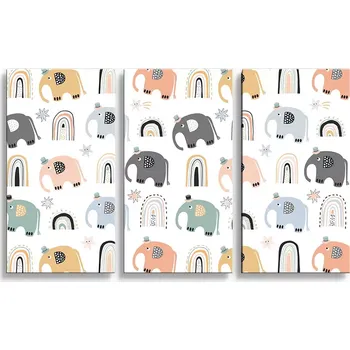 Obraz Sablio Obraz - 3-dílný Animovaní sloni - 120x80 cm