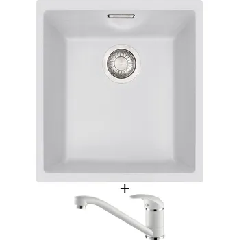 Kuchyňský dřez Dřez pod desku SET Franke SID 110-34 bílá + Aquastone AQ 2561 bílá
