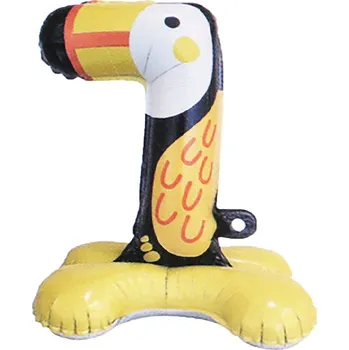 Balónek Narozeninové nafukovací číslice stojící - zvířátka, malé, 7 žlutá