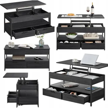 Konferenční stolek Konferenční stolek Songmics rozkládací obdélníkový antracitový z MDF desky