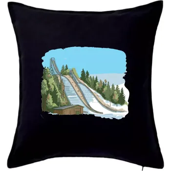 Polštář Obrázek skokanských můstků - Polštář 50x50 - 50x50 - Pouze potah ( Černá )