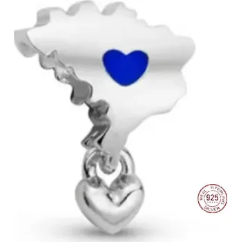 Přívěsek Charm Sterlingové stříbro 925 Láska k Evropě, Symbol domova a cestování, přívěsek na náramek cestování