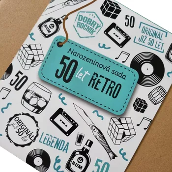 Dárkový potravinový koš RETRO balíček k 50. narozeninám