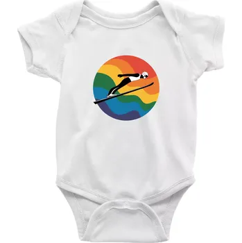 Kojenecký body Skokan na lyžích v kruhu - Body kojenecké s krátkým rukávem - Krátký r. 12-18 měs ( Bílá )