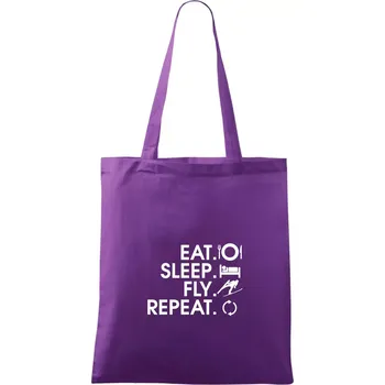 Eat sleep fly repeat - skoky na lyžích - Taška bavlněná - 42 x 38 cm ( Fialová )