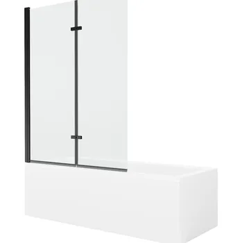 Vanová zástěna MEXEN/S - Cubik obdélníková vana 150 x 70 cm s panelem + vanová zástěna 120, transparent, černá 550315070X9212027000