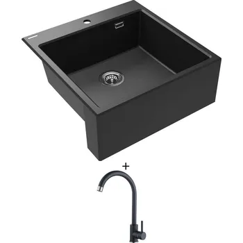 Granitový dřez Granitový dřez SET Deante ERIDAN ZQE G10K černá metalická + Aquastone AQ 4561 černá metalická