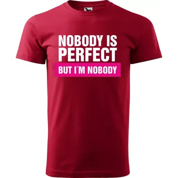 Sablio Tričko s potiskem Nobody is perfect, but I´m nobody - červené 5XL
