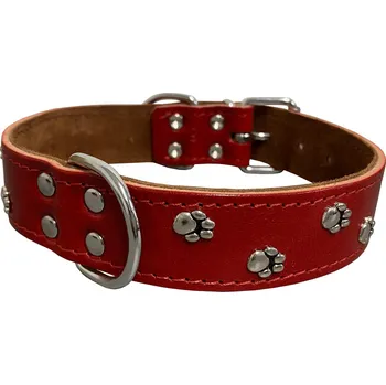 Obojek pro psa HUHUBAMBOO obojek BONNY kožený 55cm, červený