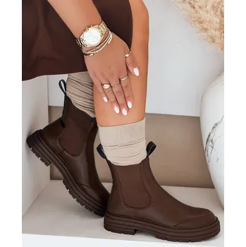 Dámské kozačky Dámské kotníkové boty LUXIBOOTS na platformě ZY1021 Barva: Béžová, Velikost: 40