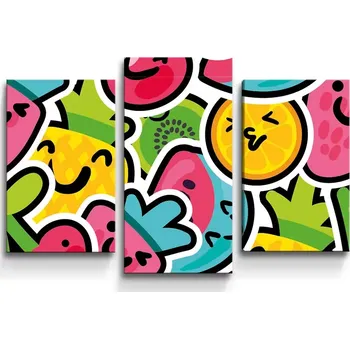 Obraz Sablio Obraz - 3-dílný Veselé ovoce - 75x50 cm