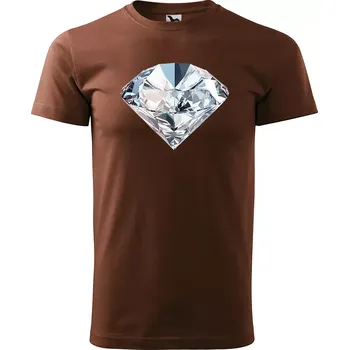 Pánské oblečení Sablio Tričko s potiskem Diamant - hnědé S